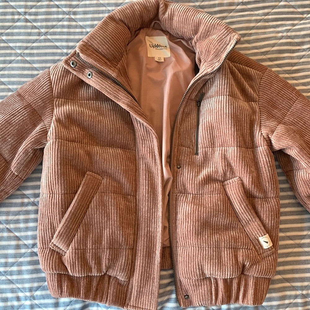 Up West Corduroy Bomber Jacket, extra small (XS), dusty rose, zipper, never worn